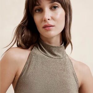 Sparkly Gold Halter Neck Top